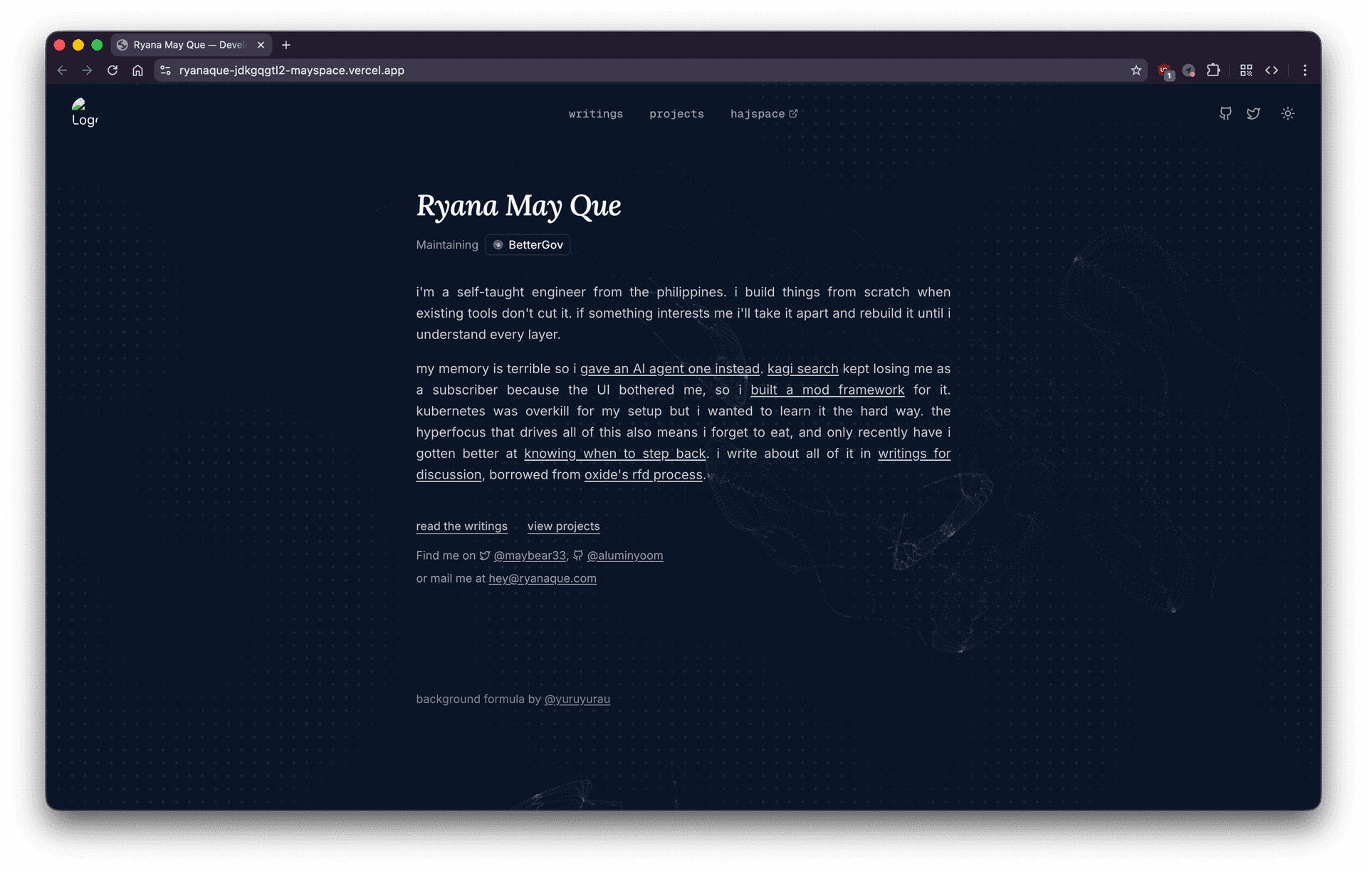 the old homepage