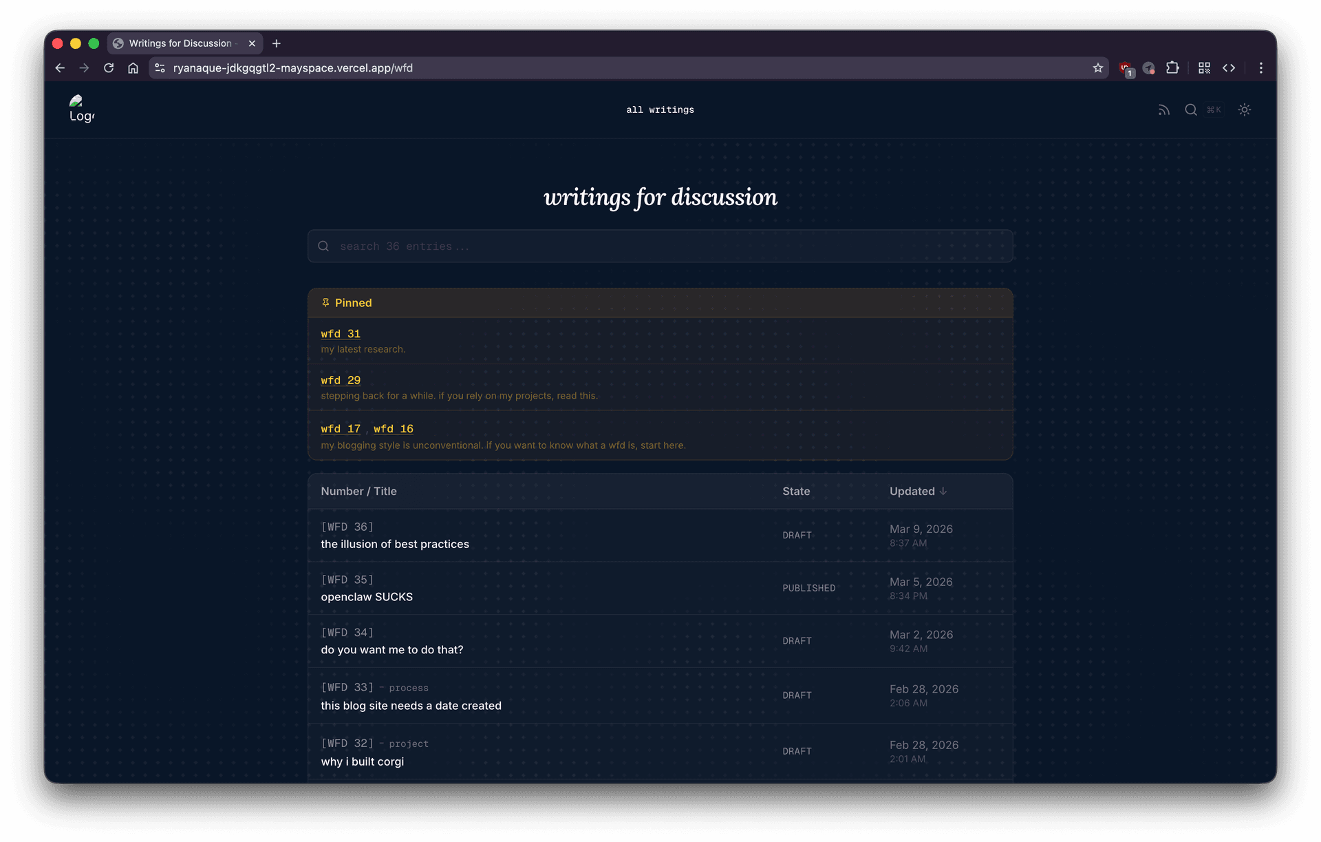 the old wfd listing