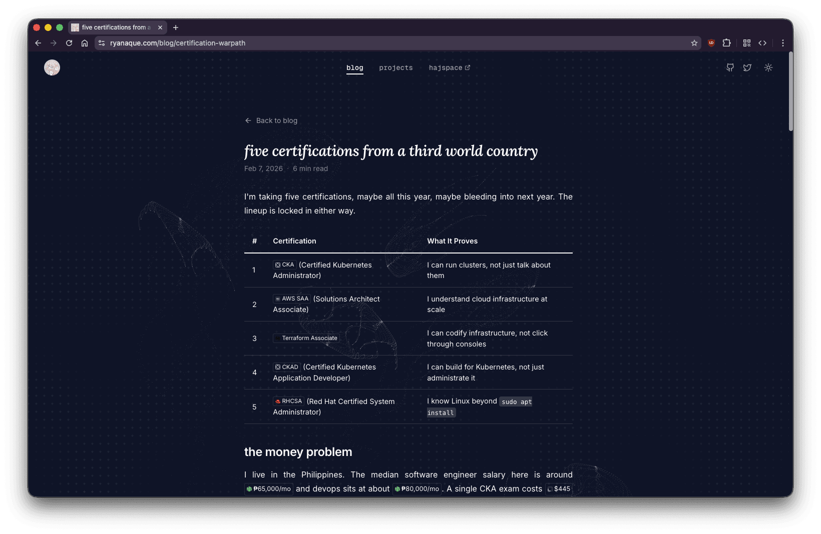 before — the old blog post layout
