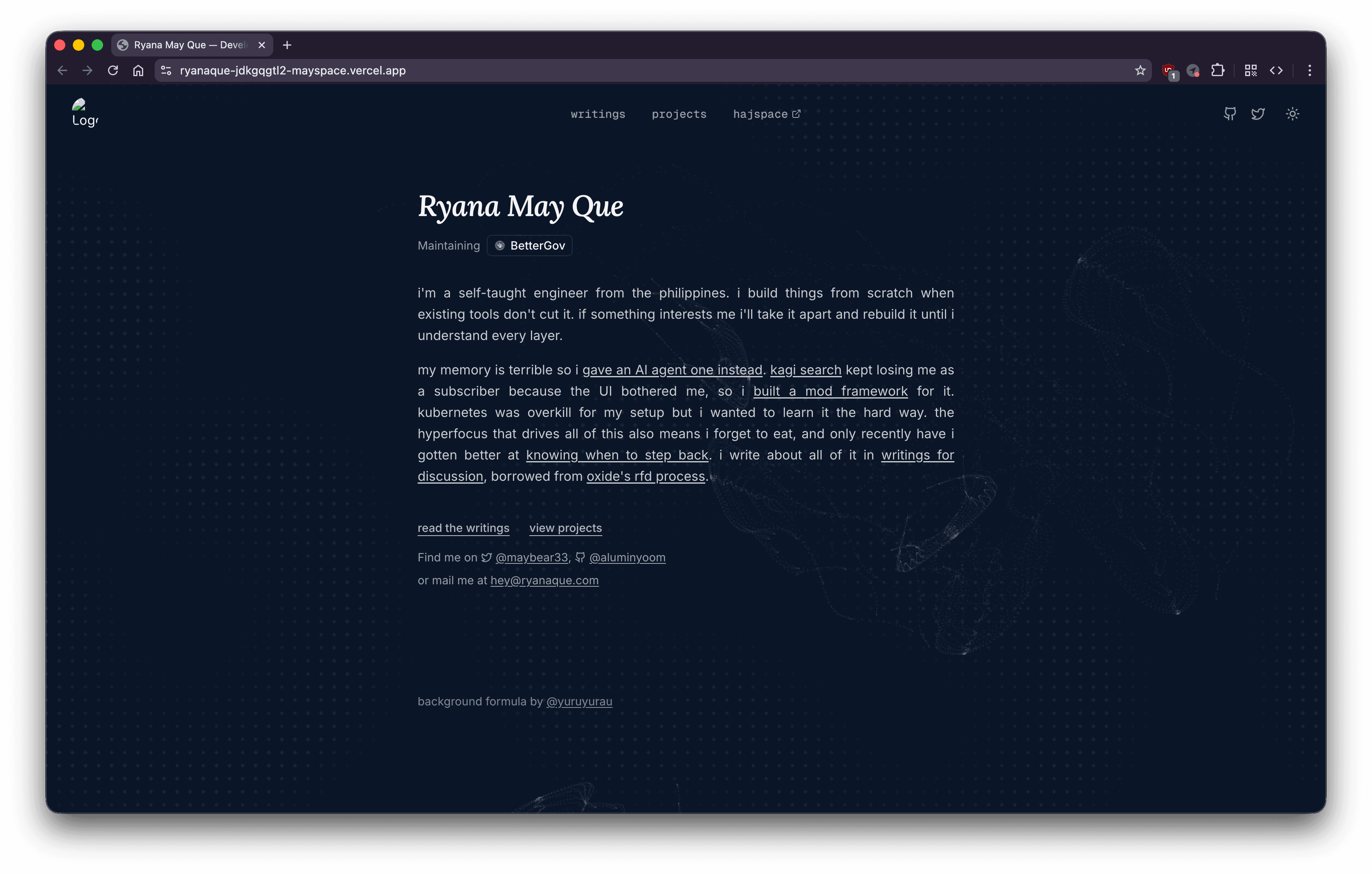 the old homepage