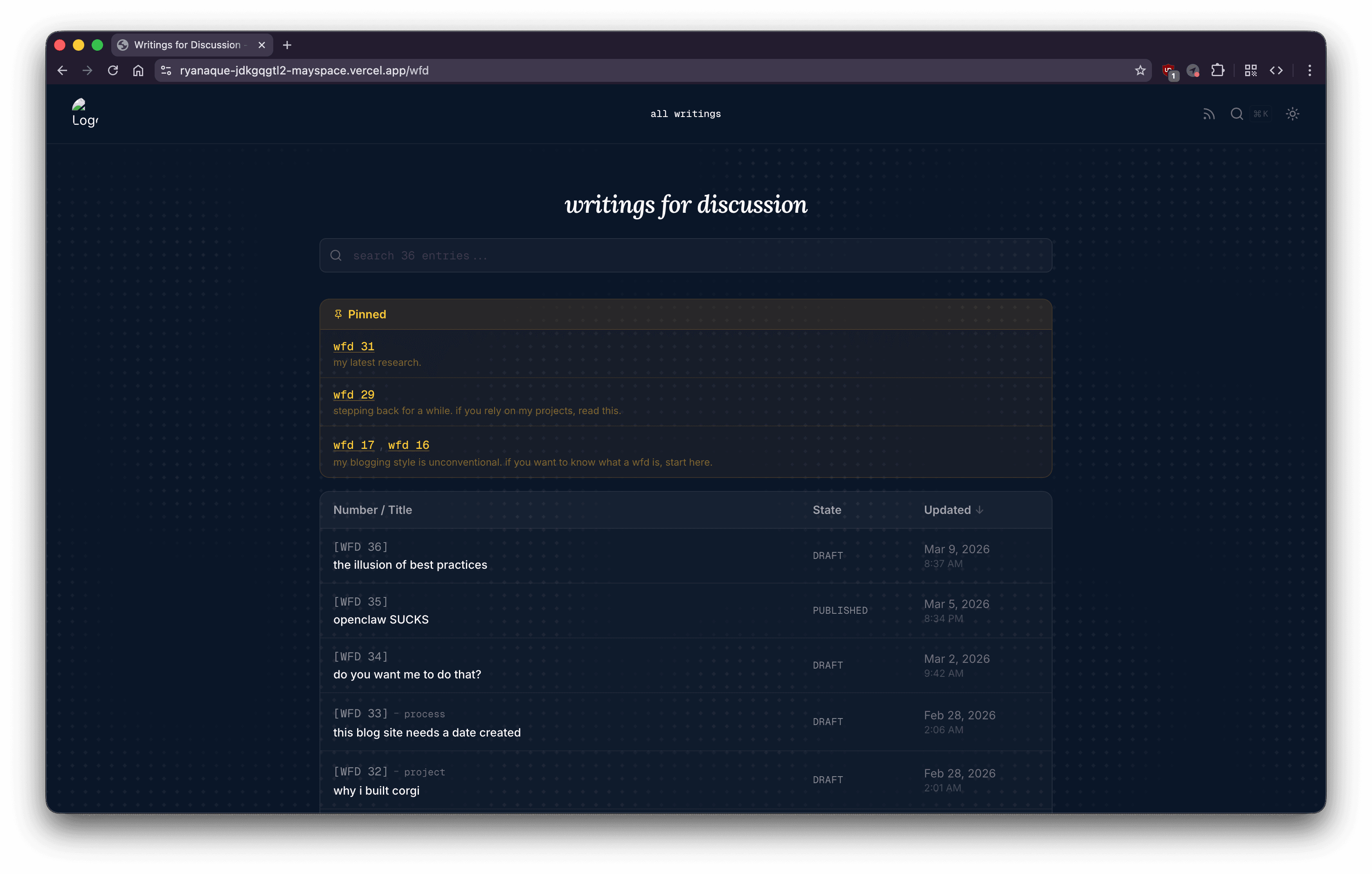 the old wfd listing