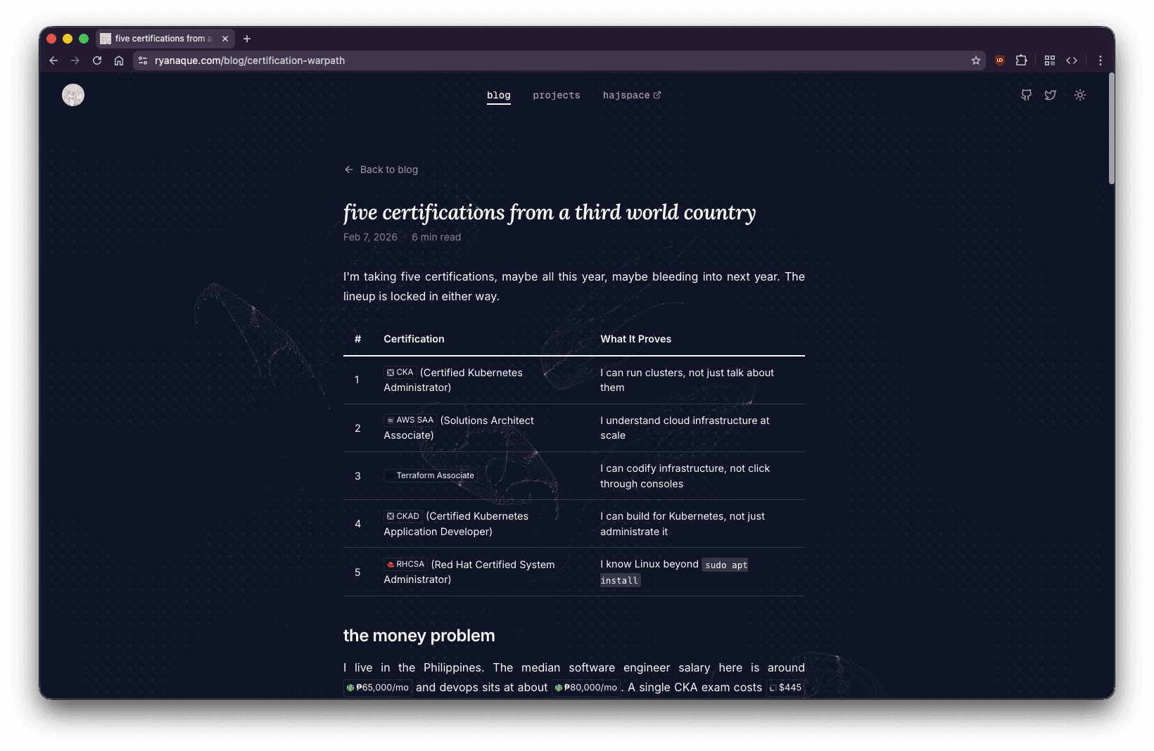 before — the old blog post layout