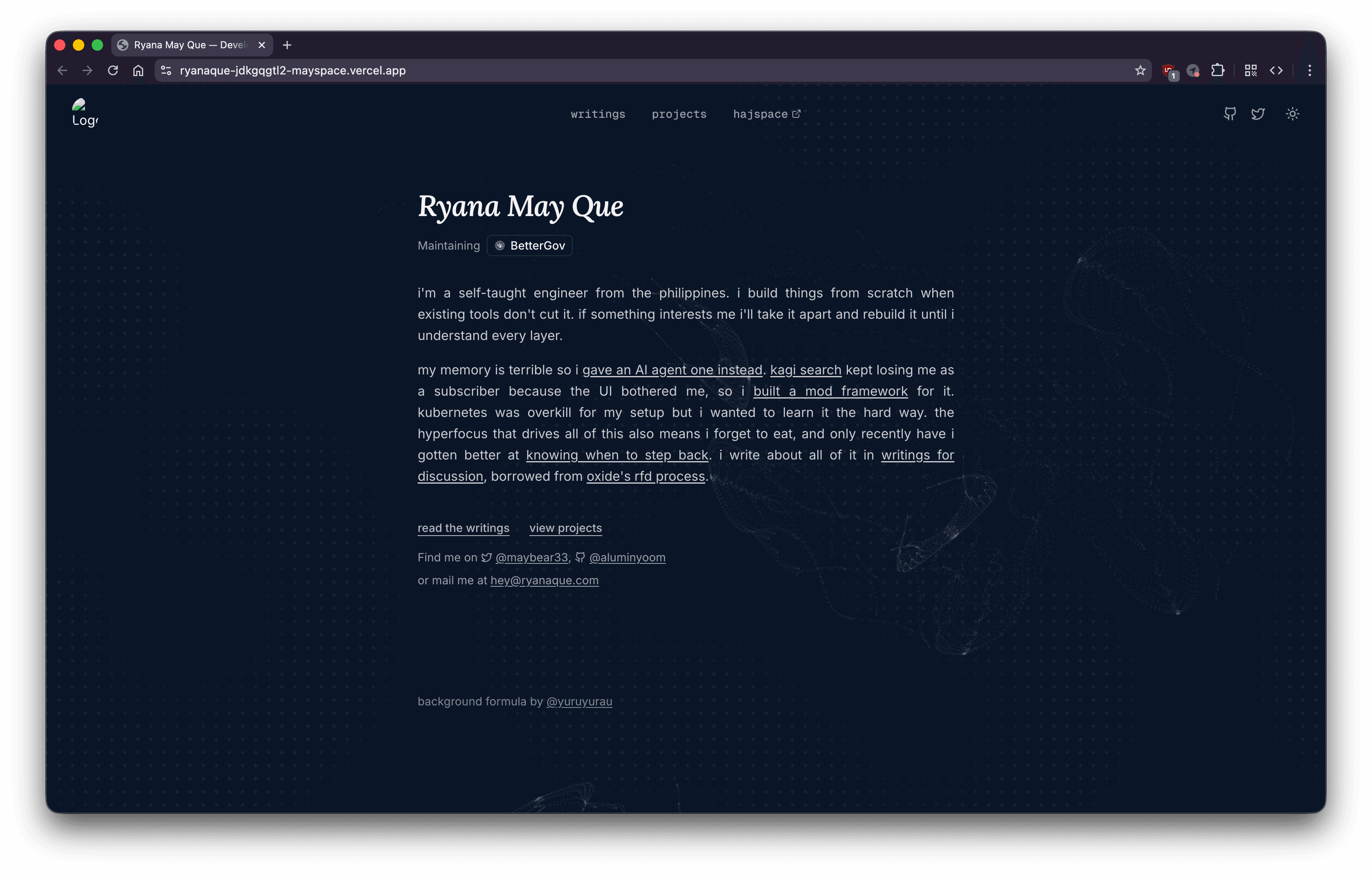 the old homepage