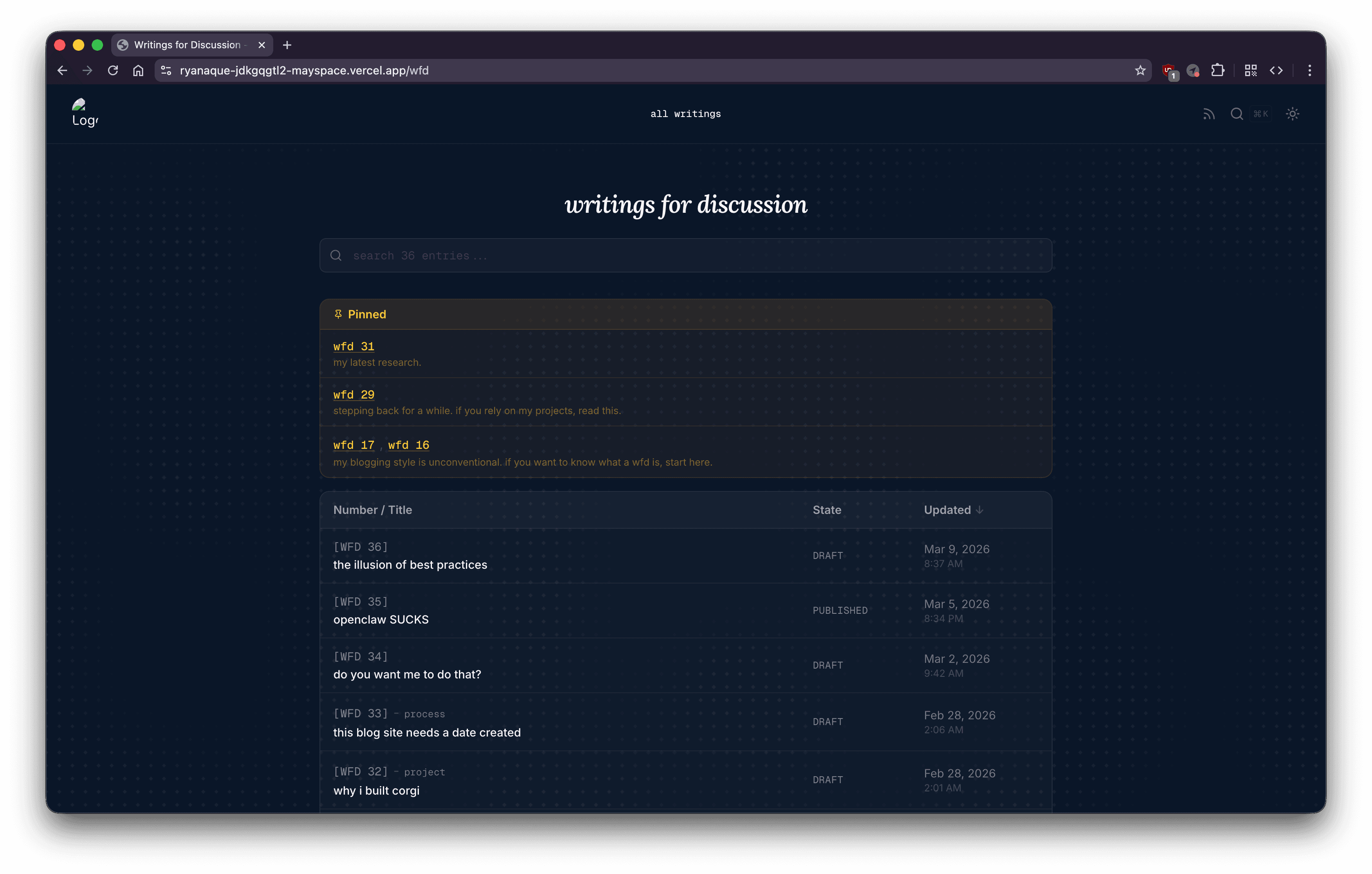 the old wfd listing