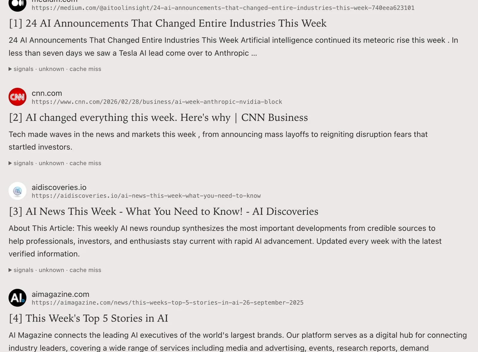 search results with the source signals left in